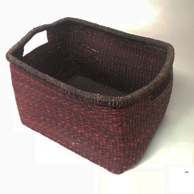 BASKET, Rectangular Storage Reddish Brown 33 x 27.5 x 20cmH